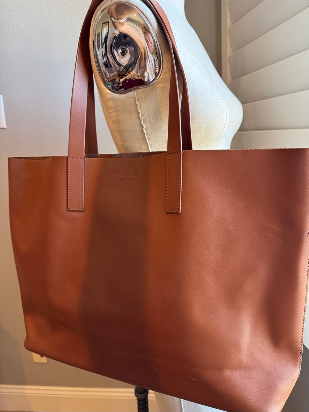 Everlane Day Market Chestnut Brown Leather Tote Bag